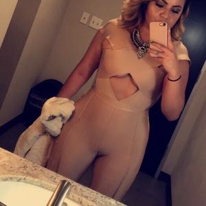 Nude jumpsuit, inspired by Kylie Jenner